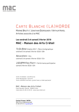 Carte Blanche (La)Horde Marine Brutti / Jonathan Debrouwer / Arthur Harel