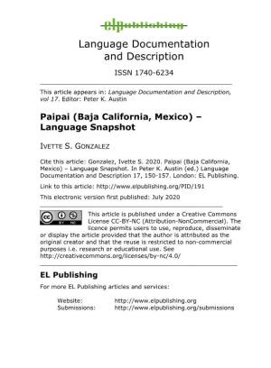 Paipai (Baja California, Mexico) – Language Snapshot