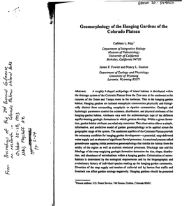 Geomorphology of the Hanging Gardens of the Colorado Plateau