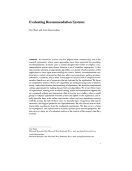 Evaluating Recommendation Systems