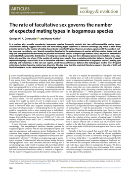 The Rate of Facultative Sex Governs the Number of Expected Mating Types in Isogamous Species