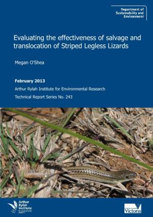 Evaluating the Effectiveness of Salvage and Translocation of Striped Legless Lizards