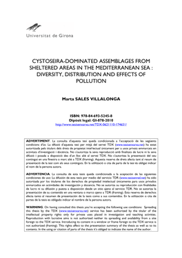 Cystoseira-Dominated Assemblages from Sheltered Areas in the Mediterranean Sea : Diversity, Distribution and Effects of Pollution