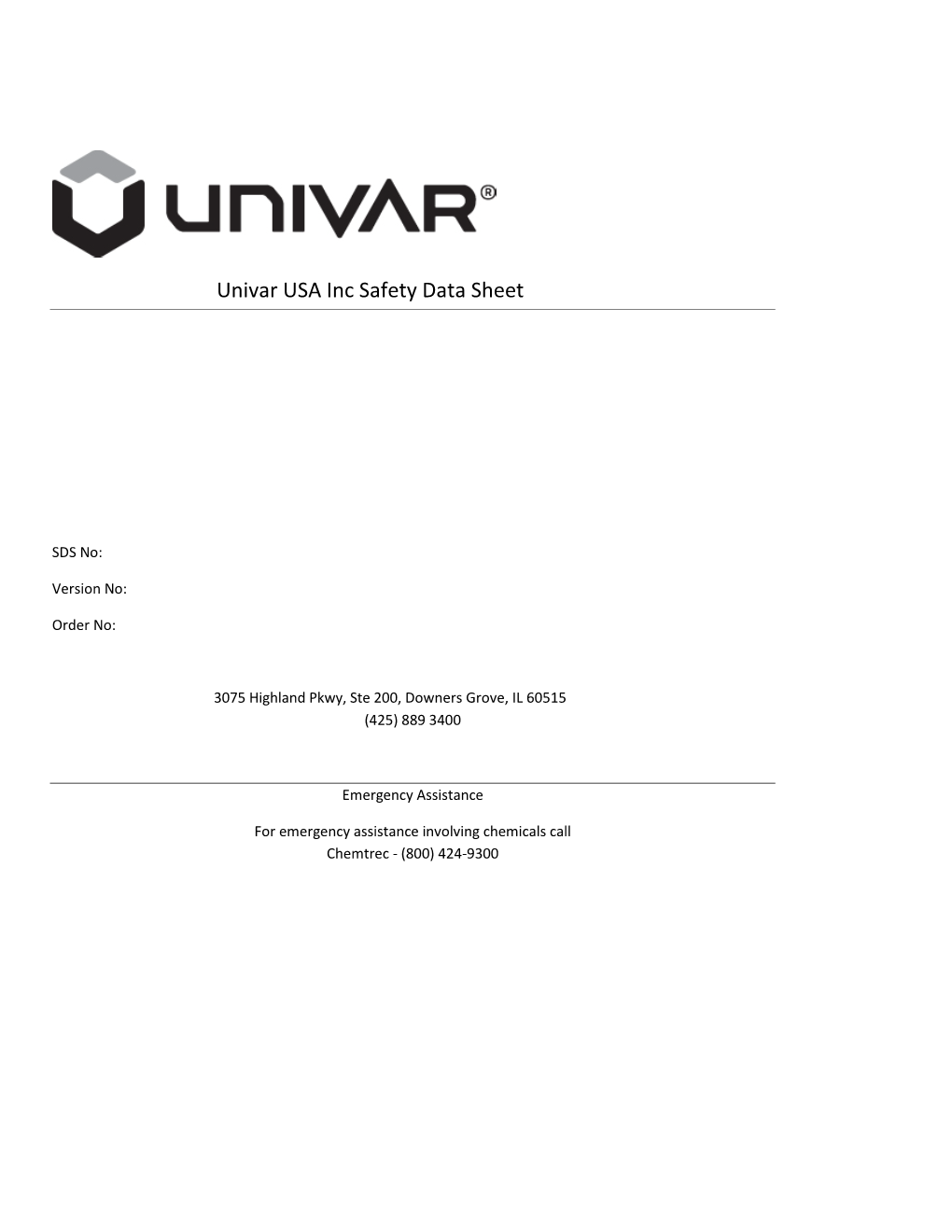 Univar USA Inc Safety Data Sheet