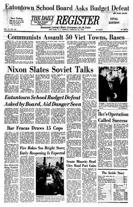 Nixon Slates Soviet Talks BRUSSELS (AP) - Presi- Soviet - American Talks