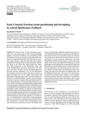 Early Cenozoic Eurekan Strain Partitioning and Decoupling in Central Spitsbergen, Svalbard