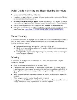 Quick Guide to Moving and House Hunting Procedure