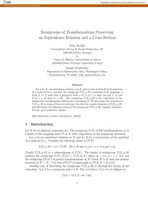 Semigroups of Transformations Preserving an Equivalence Relation and a Cross-Section