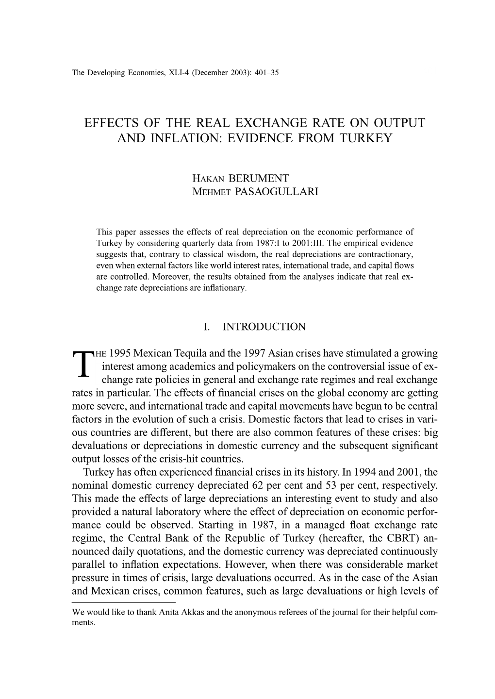 Effects of the Real Exchange Rate on Output and Inflation: Evidence from Turkey