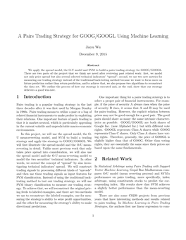 A Pairs Trading Strategy for GOOG/GOOGL Using Machine Learning