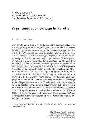 Veps Language Heritage in Karelia1