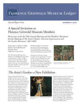 A Special Invitation to Florence Griswold Museum Members the Artist's Garden–A New Exhibition