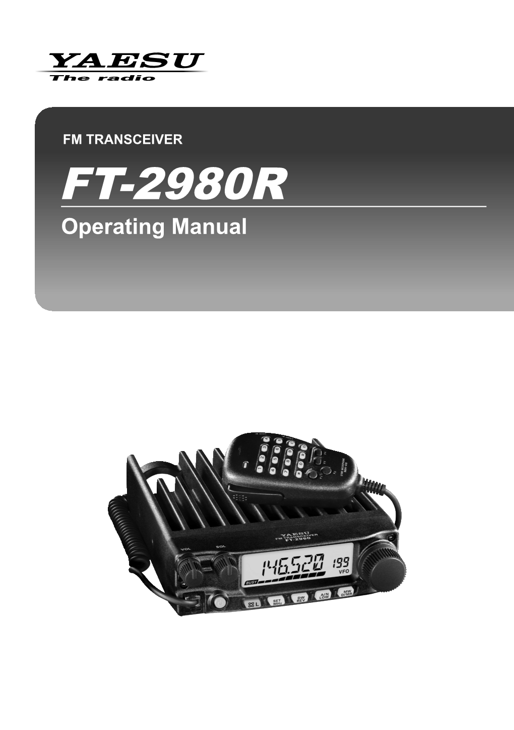 FT-2980R Operating Manual Index