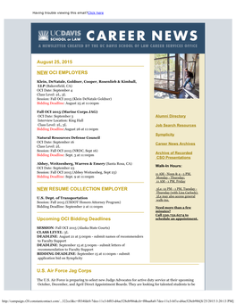 August 25, 2015 NEW OCI EMPLOYERS