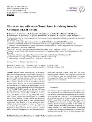 Two Millennia of Boreal Forest Fire History from the Greenland NEEM