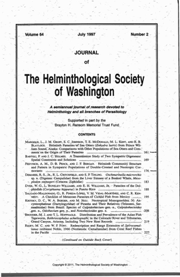 Journal of the Helminthological Society of Washington 64(2) 1997