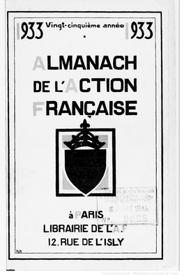 Action Française. Almanach De L'action Française. 1933
