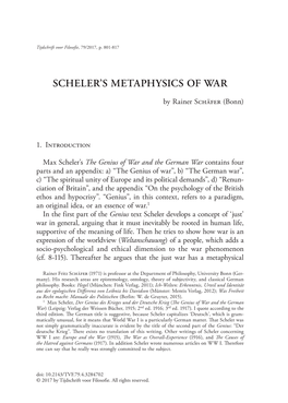 Scheler's Metaphysics Of