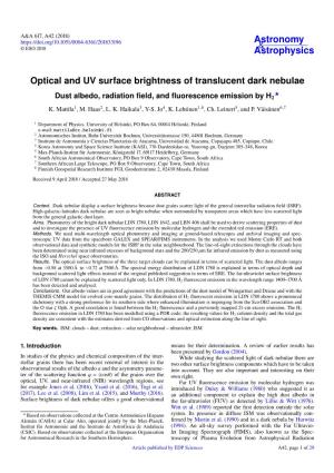Optical and UV Surface Brightness of Translucent Dark Nebulae ? Dust Albedo, Radiation ﬁeld, and ﬂuorescence Emission by H2 K