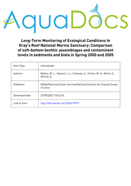 Long-Term Monitoring of Ecological Conditions in Gray's Reef National Marine Sanctuary: Comparison of Soft-Bottom Benthic