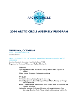 2016 Arctic Circle Assembly Program