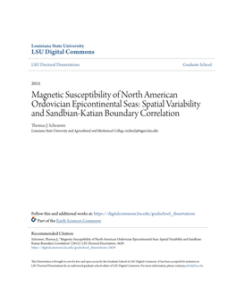 Magnetic Susceptibility of North American Ordovician Epicontinental Seas: Spatial Variability and Sandbian-Katian Boundary Correlation Thomas J