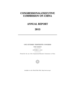 2013 Annual Report Congressional-Executive Commission on China