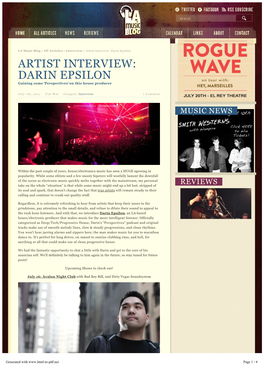 Artist Interview: Darin Epsilon | LA Music Blog
