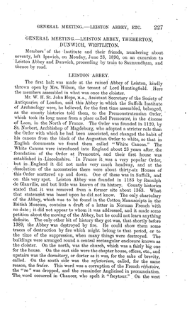 LEISTON ABBEY, THEBERTON, DUNWICH, WESTLETOM Members Of