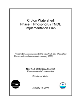 Croton Watershed Phase II Phosphorus TMDL Implementation Plan