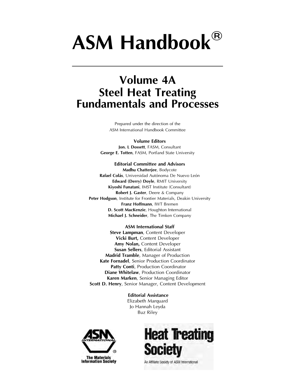 ASM Handbook Volume 4A: Steel Heat Treating Fundamentals And - DocsLib