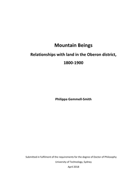 Relationships with Land in the Oberon District, 1800-1900