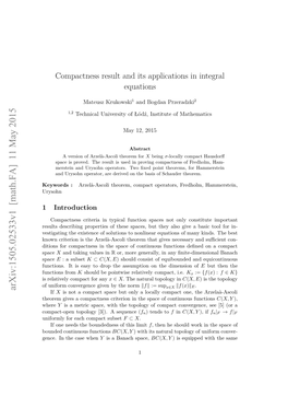 Compactness Result and Its Applications in Integral Equations