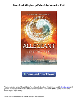 Download Allegiant Pdf Ebook by Veronica Roth