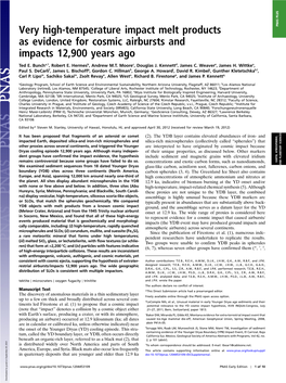 Very High-Temperature Impact Melt Products As Evidence For