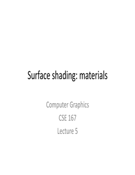 Surface Shading: Materials