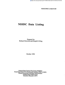 NSSDC Data Listing
