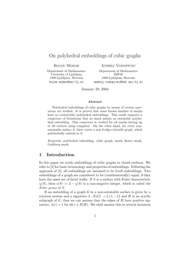 On Polyhedral Embeddings of Cubic Graphs