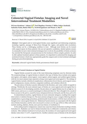 Colorectal-Vaginal Fistulas: Imaging and Novel Interventional Treatment Modalities