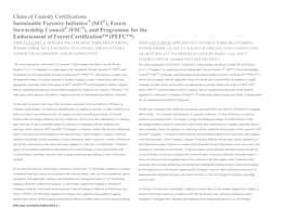 Chain of Custody Certifications Sustainable Forestry Initiative (SFI