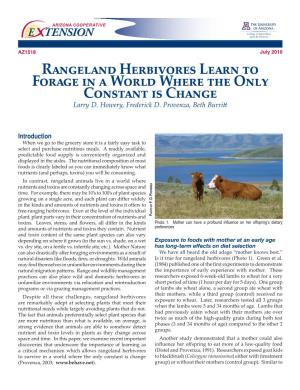 Rangeland Herbivores Learn to Forage in a World Where the Only Constant Is Change Larry D