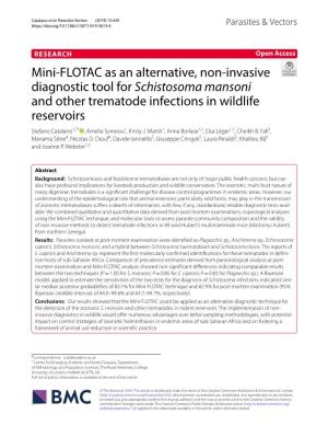 Mini-FLOTAC As an Alternative, Non-Invasive Diagnostic Tool For