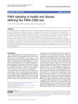 PAK4 Signaling in Health and Disease