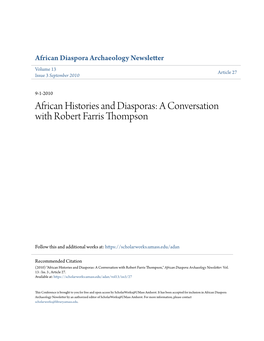 African Histories and Diasporas: a Conversation with Robert Farris Thompson