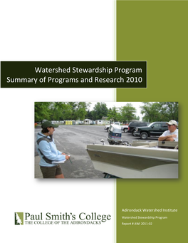 Watershed Stewardship Program Summary of Programs and Research 2010