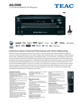 AG-D500 7.2-Channel Network A/V Receiver