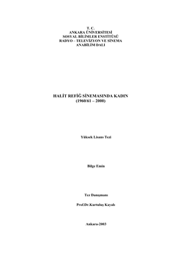 Halit Refiğ Sinemasinda Kadin (1960/61 – 2000)