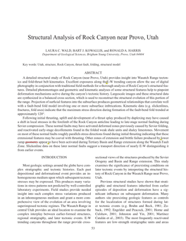 Structural Analysis of Rock Canyon Near Provo, Utah