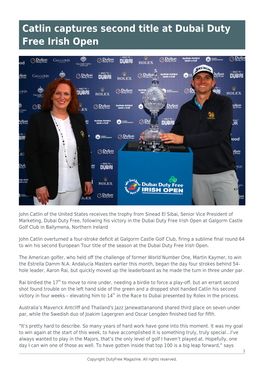 Catlin Captures Second Title at Dubai Duty Free Irish Open