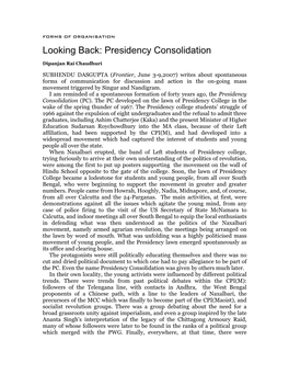 Looking Back : Presidency Consolidation